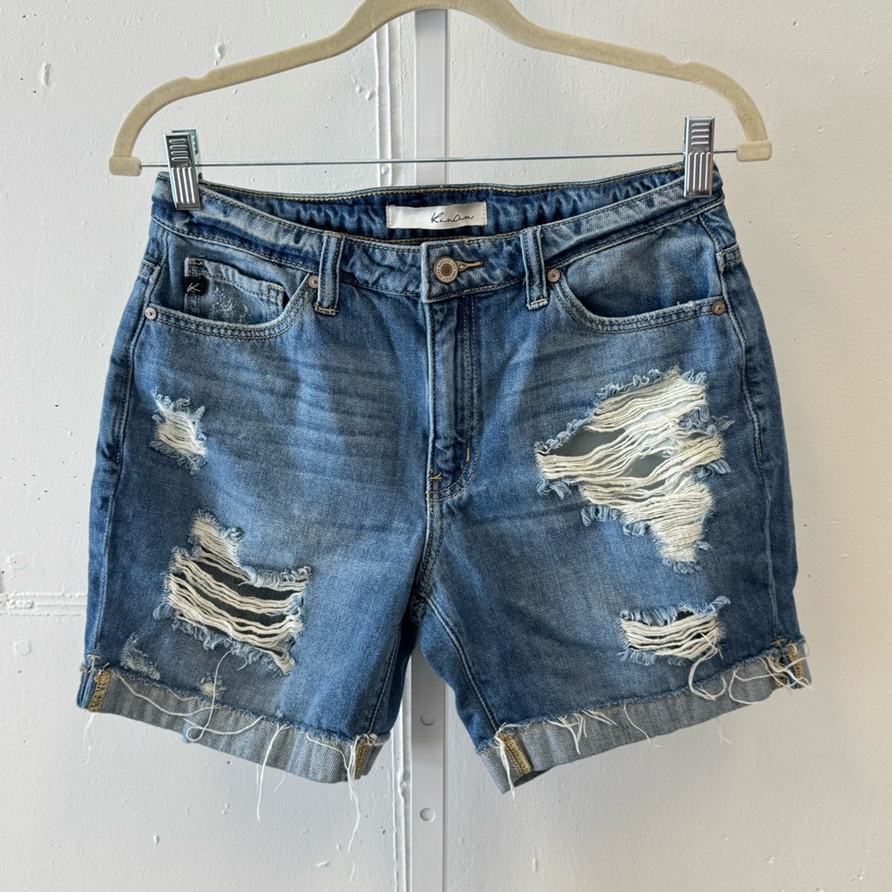 KanCan LA Distressed‎ Rolled Up Mini Denim Jean Shorts Medium KC8407YT